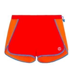 Tory Sport by Tory Burch NWT Color block nylon short in red/Tory orange Size M